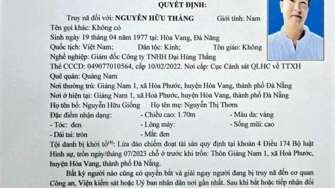 Công an Quảng Ninh truy nã giám đốc lừa 6,32 tỉ đồng